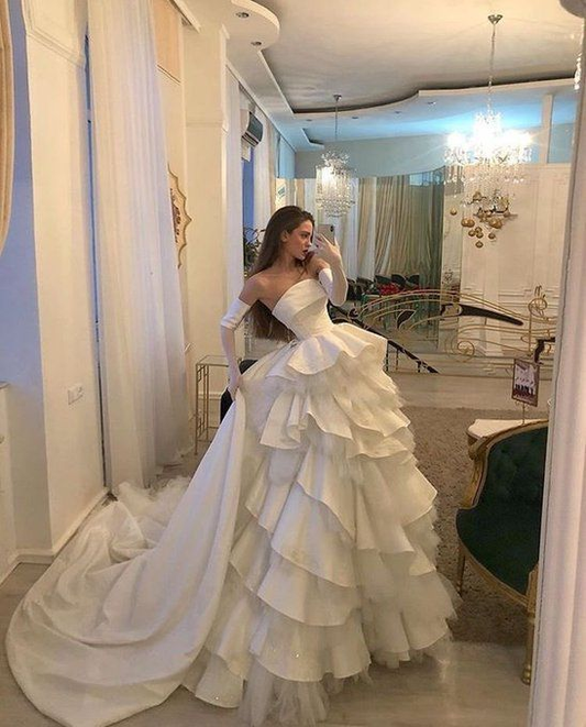 Elegant White Wedding Dress Multi-Layer Bride Gowns fg8383