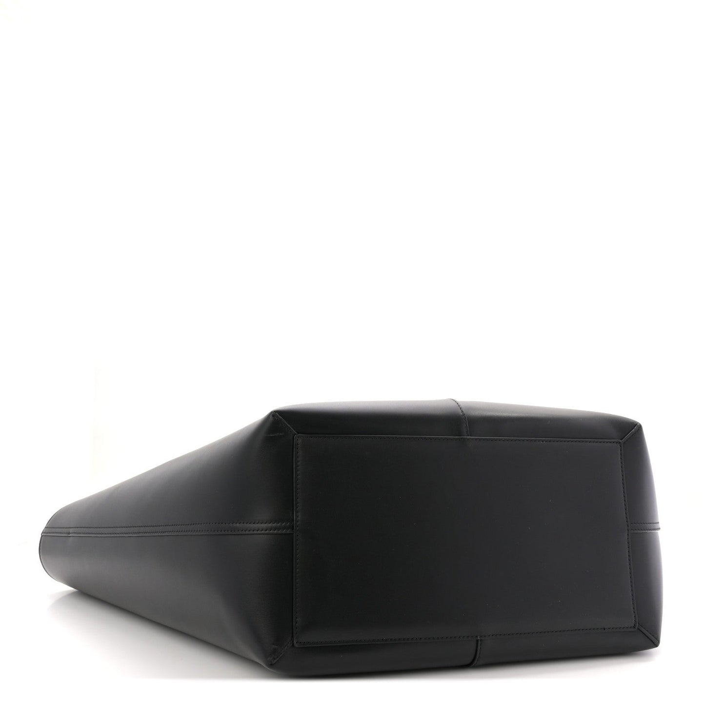 Smooth Calfskin Maxi Trapezoid Shopping Tote Black