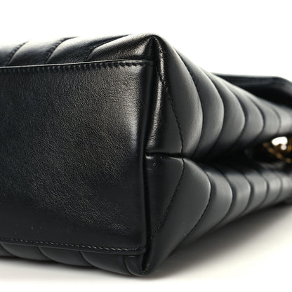 Calfskin Y Quilted Monogram Medium Loulou Chain Satchel Black