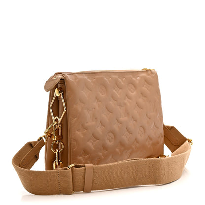 Lambskin Embossed Monogram Coussin PM Camel