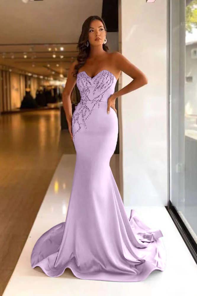 Pretty Long Prom Dress Mermaid Sweetheart With Beads