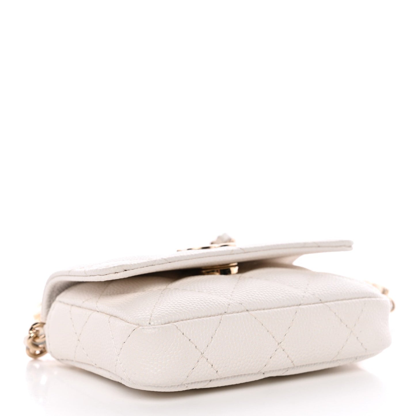 Caviar Quilted Belt Bag With Charms On Chain White