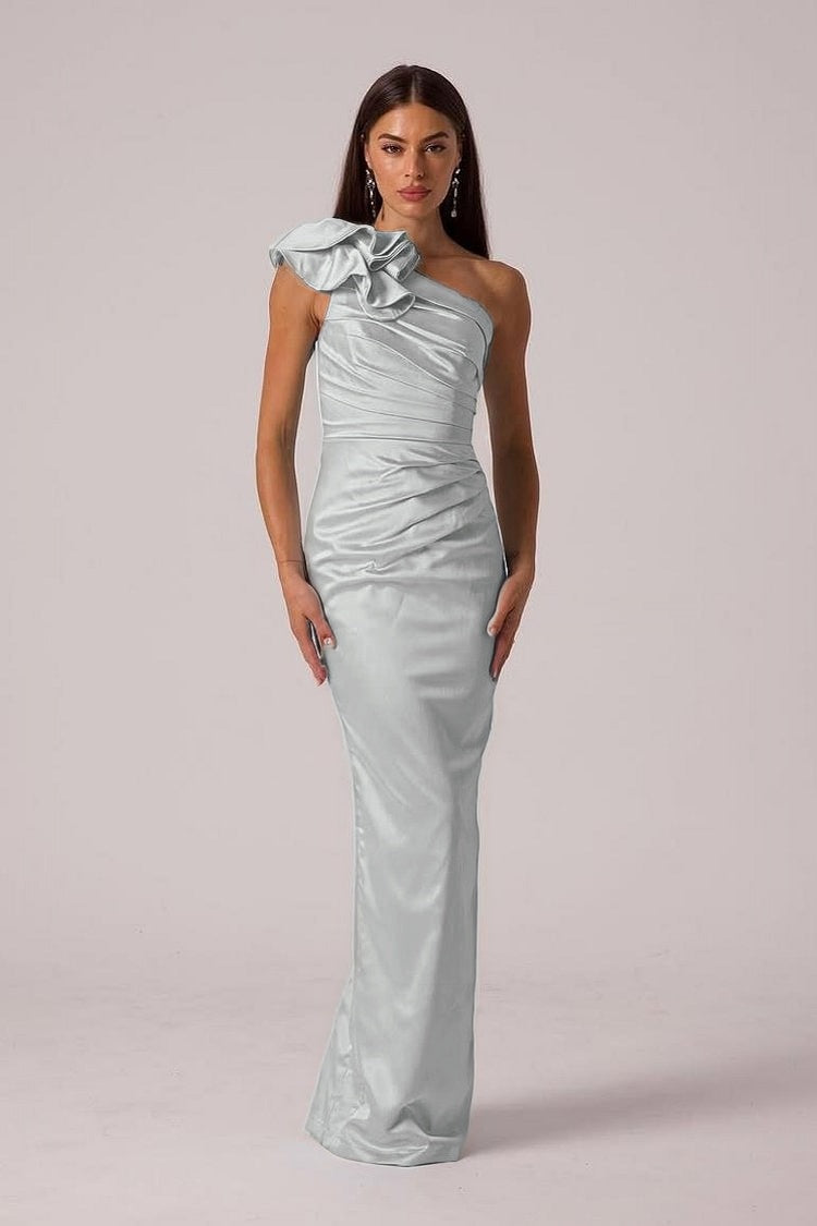 Elegant Sleeveless Mermaid One Shoulder Long Prom Dress