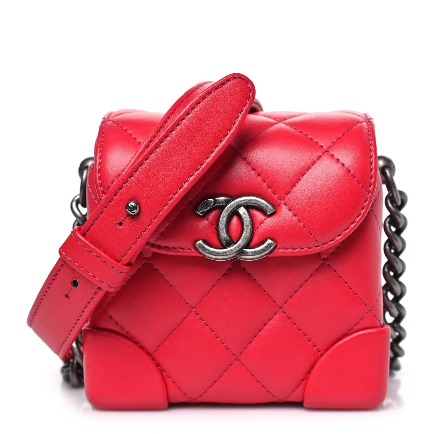 Lambskin Quilted Trunk Bag Pink