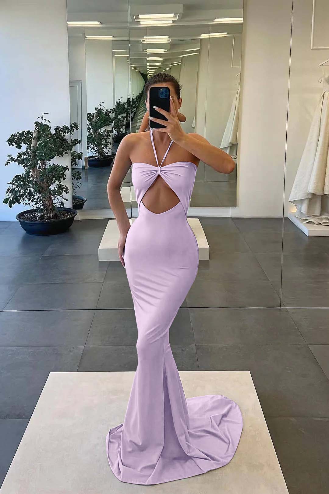 Blue Strapless Mermaid Evening Dress With Sleeveless Online Halter