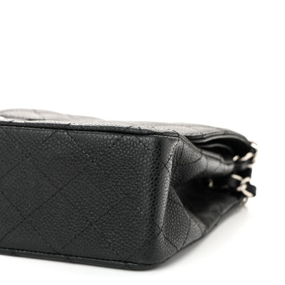 Caviar Quilted Medium Double Flap Black