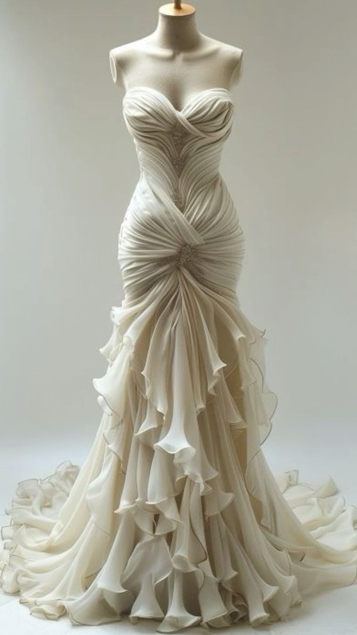 Elegant Mermaid Sweetheart Neck Ruffle Chiffon Long Prom Dress Evening Dress SH2405