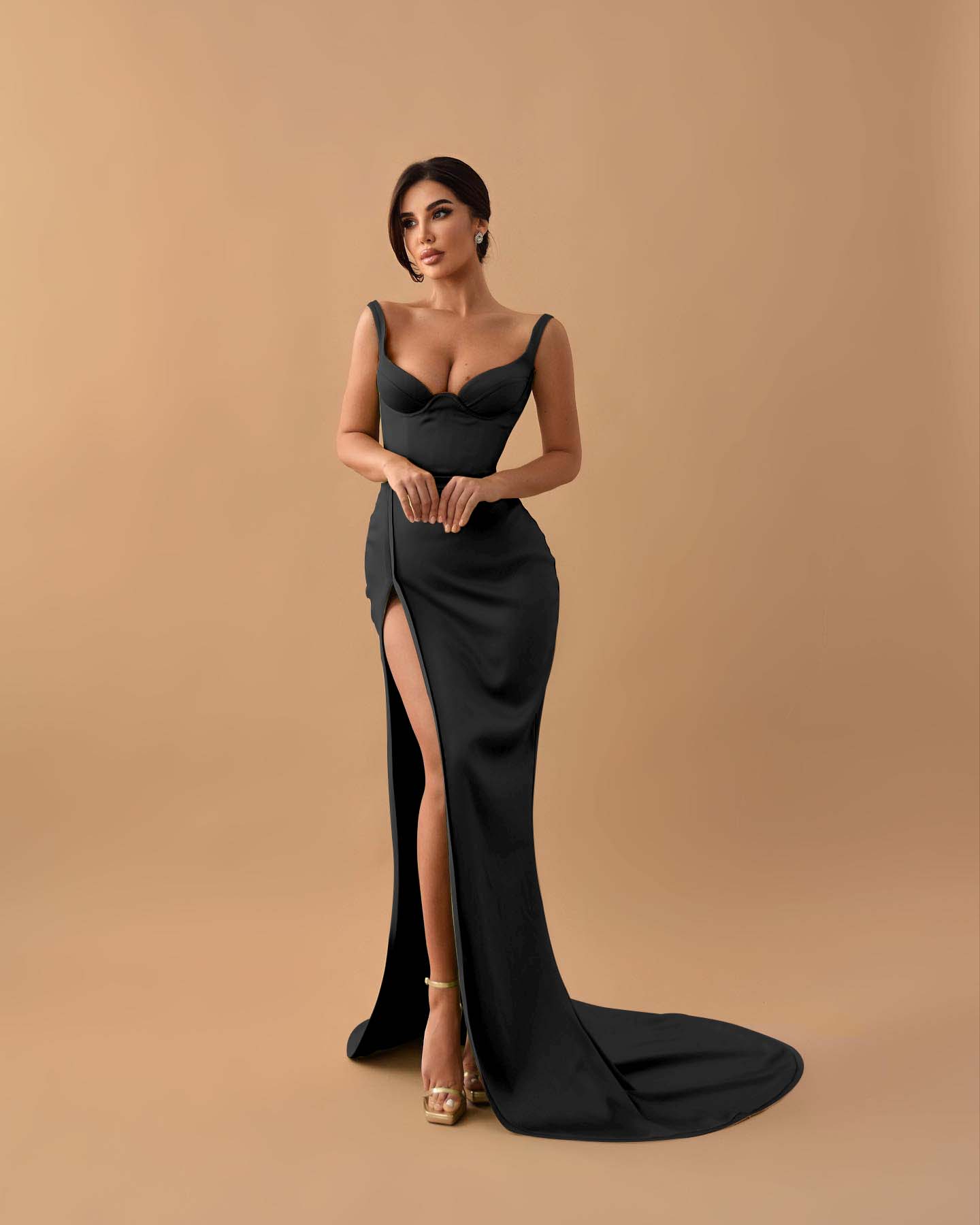 Sage Mermaid Spaghetti Straps Prom Dress With Slit
