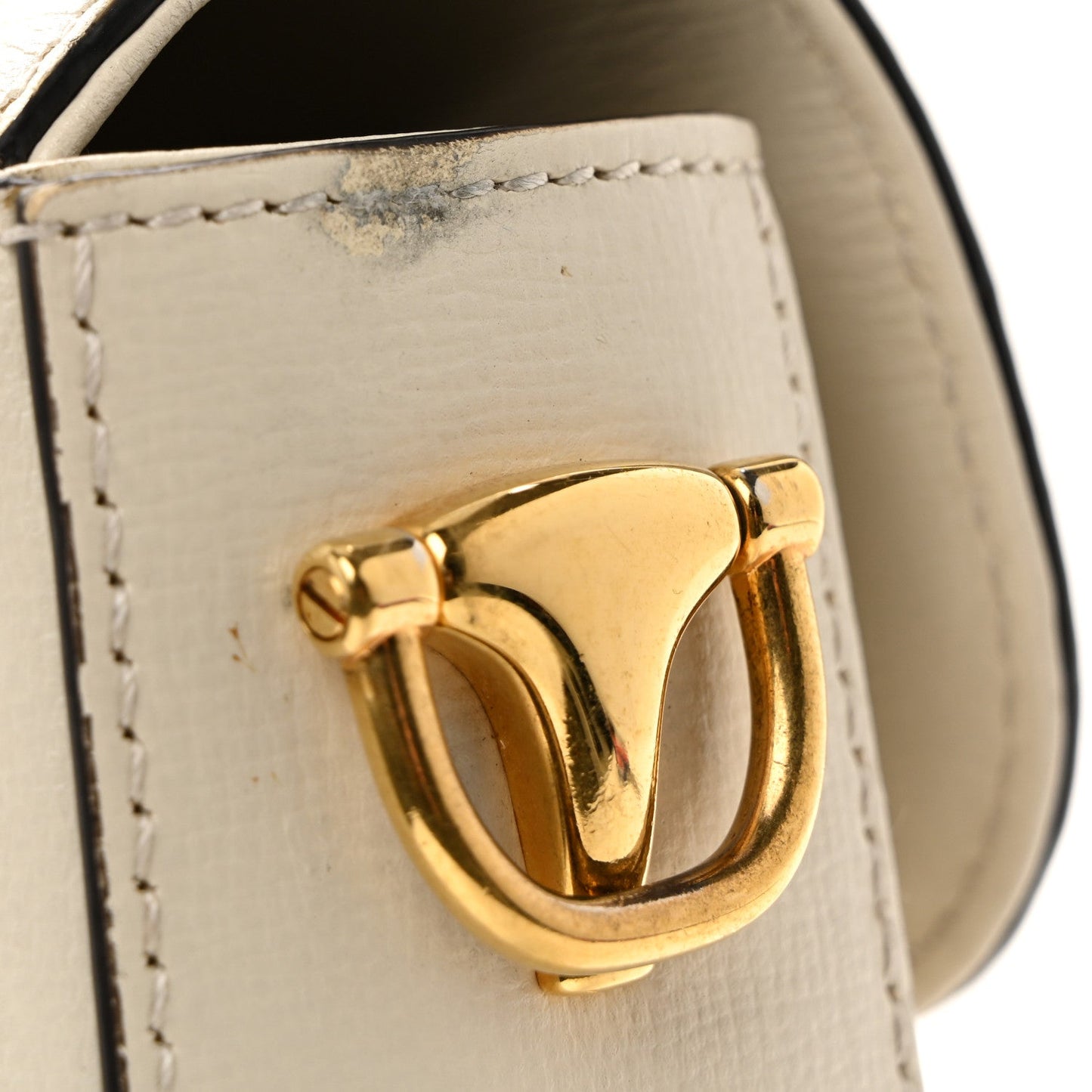Azalea Calfskin Web Mini Horsebit 1955 Shoulder Bag Mystic White