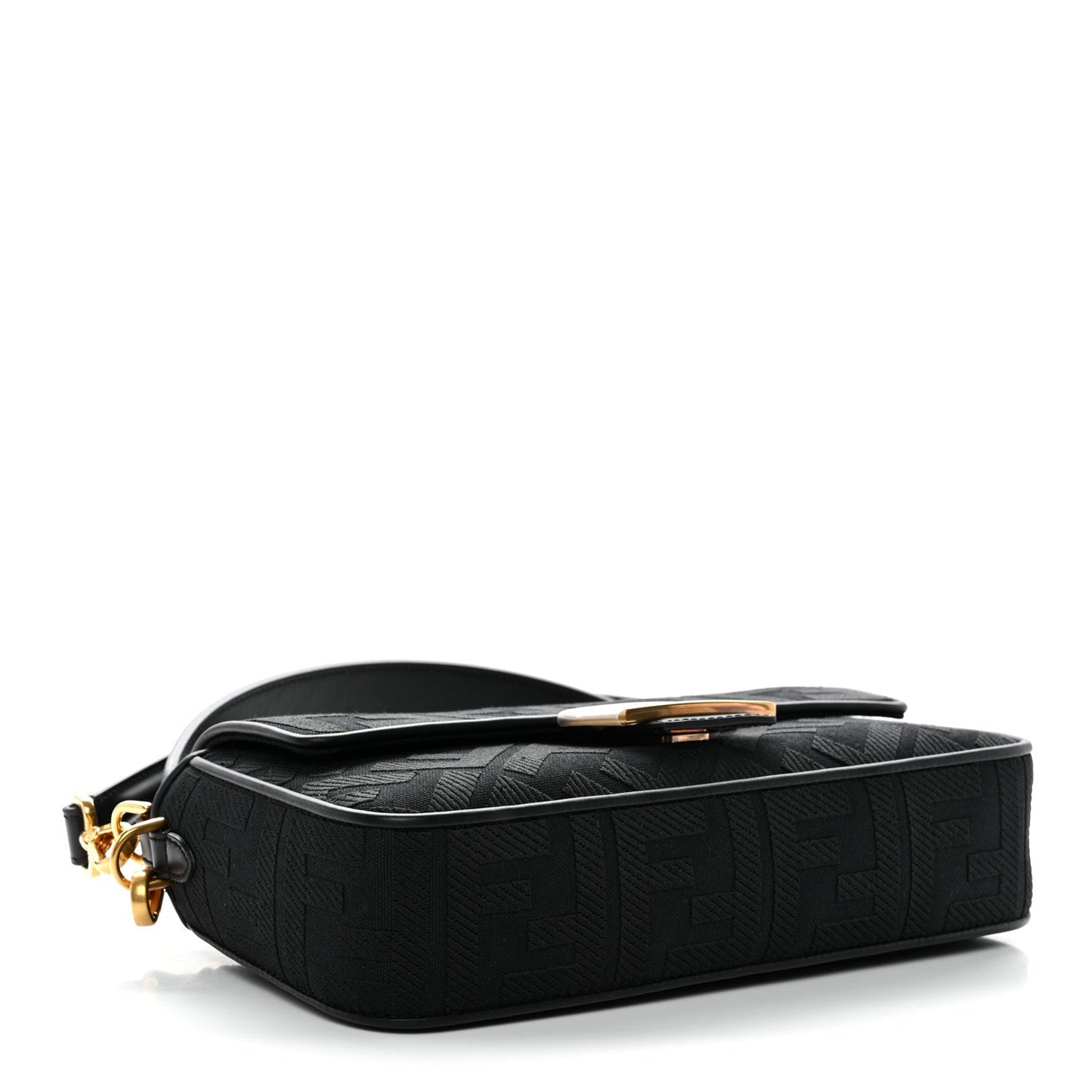 Canvas Vitello King Extra Strap FF Embroidered Baguette Black