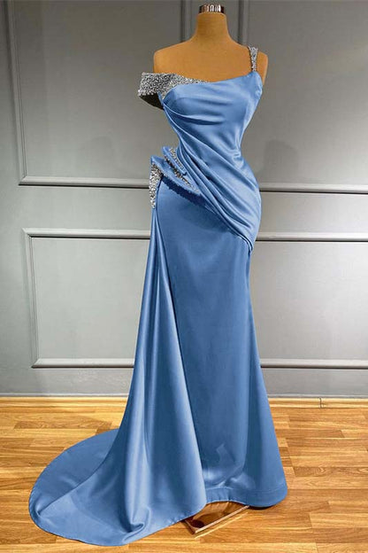 Long Off-the-Shoulder Mermaid Ruffles Evening Dress With Beads