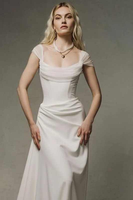 Satin Spaghetti Straps Sleeveless Long Evening Dress With Pleated
