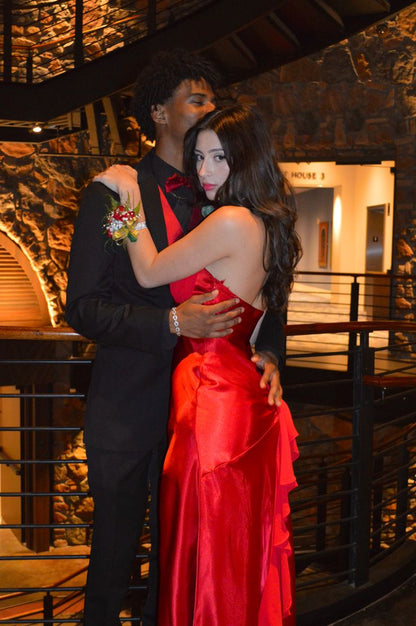 V Neck Red Prom Dress Formal Graduation Party Dress fg8434