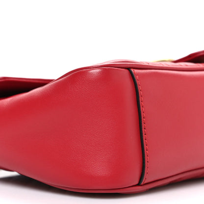 Calfskin Matelasse Small GG Marmont Shoulder Bag Hibiscus Red