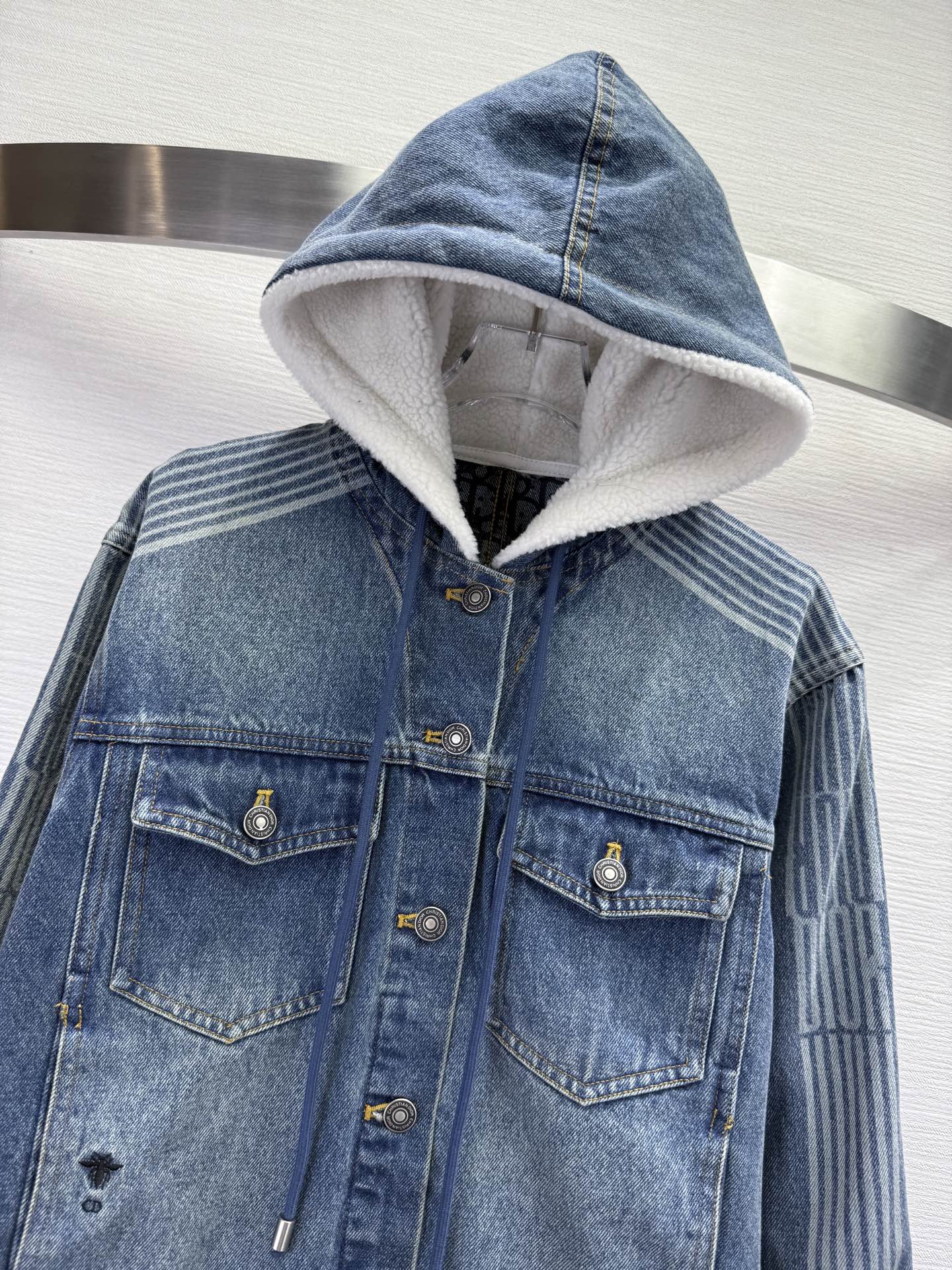 CD 25SS Polar Fleece Composite Denim Hooded Jacket Blue Cotton 306529