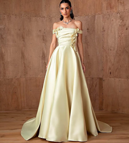 Sleeveless Strapless Off-Shoulders A-Line Prom Dress