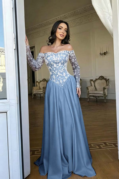 Stunning Red Bateau Neck Long Sleeves Beaded Evening Dress With Pleated