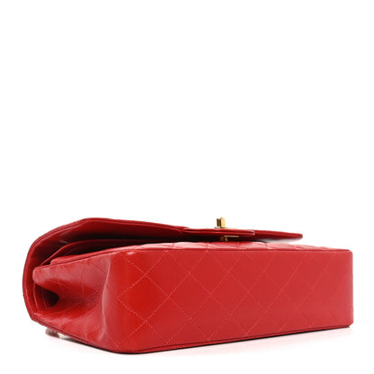 Lambskin Quilted Medium Double Flap Red