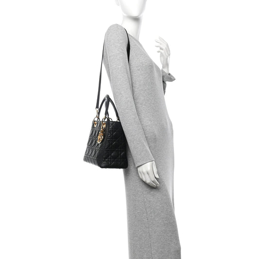 Lambskin Cannage Medium Lady Dior Black
