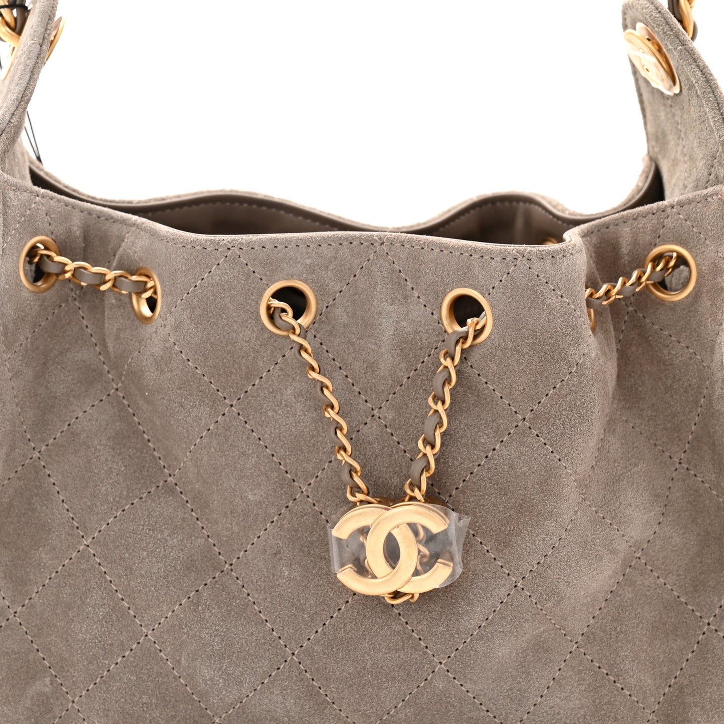 Suede Quilted Mini Chanel 25 Handbag Dark Grey