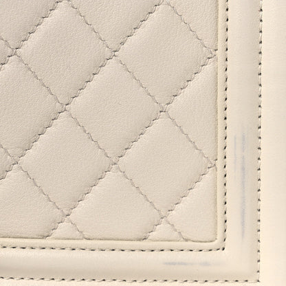 Calfskin Quilted Medium Boy Flap White