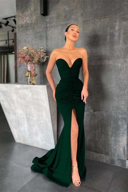 Purple Sweetheart Sleeveless Prom Dress Mermaid With Slit
