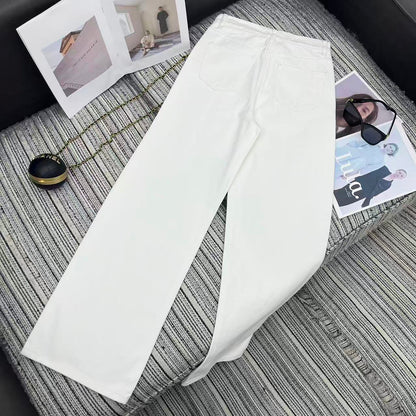 CC Ready-to-Wear Wide-leg White Denim Jeans 349030