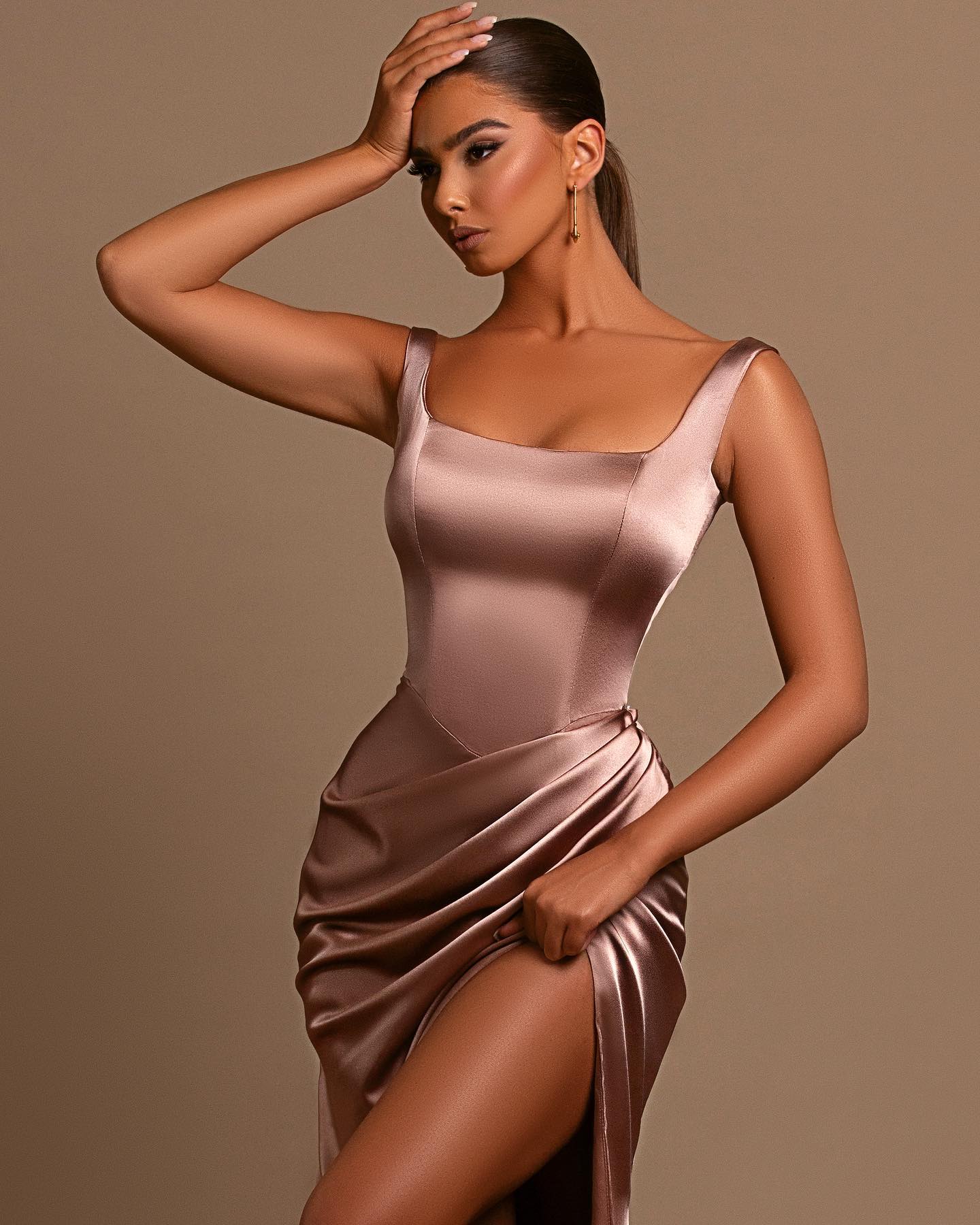 Dusty Rose Spaghetti-Straps Square Neck Mermaid Prom Dress Online