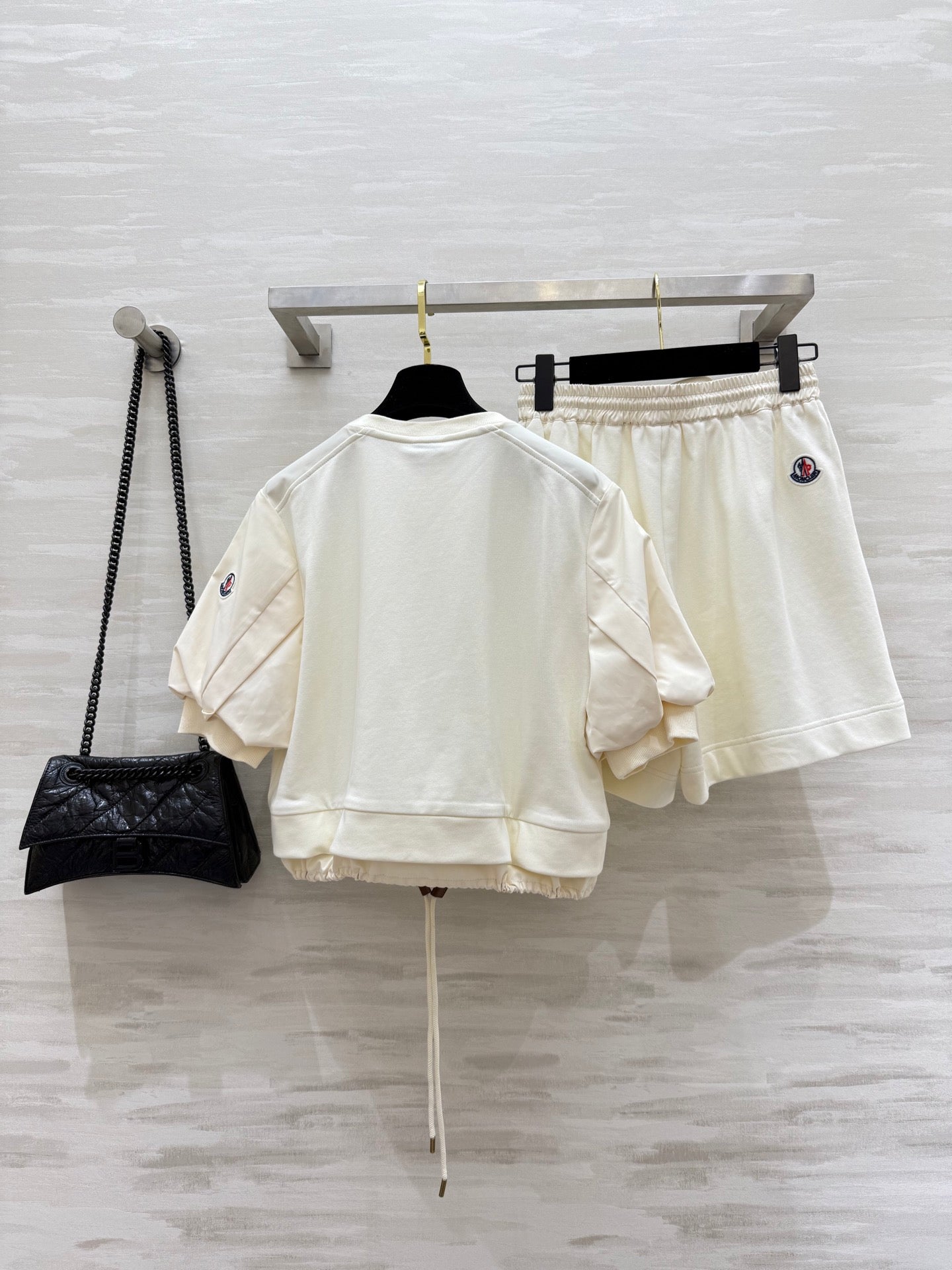 Moncle 25 Hem Drawstring Two-Piece Suit Cream Cotton 277623