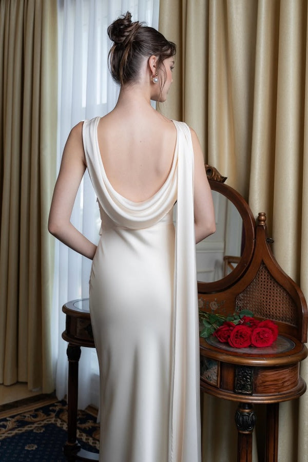 Dasida White Long Prom Dress Sleeveless Backless