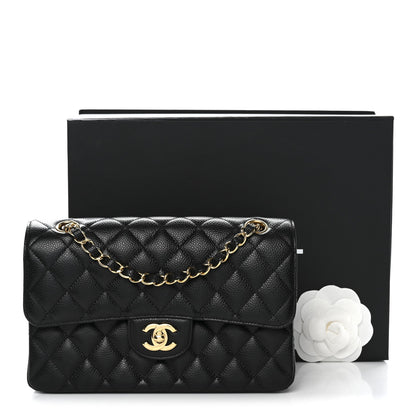 Caviar Quilted Small Double Flap Black