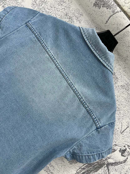 CD 25 Short-sleeved Denim Shirt Light Blue Cotton