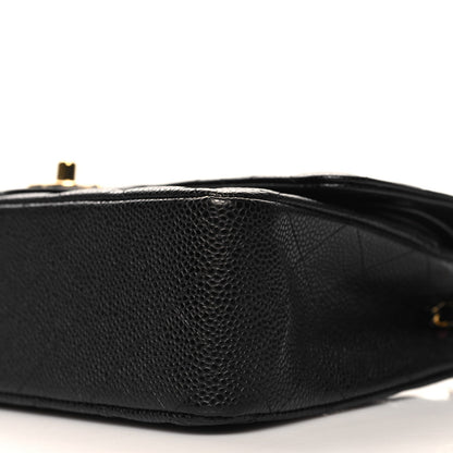 Caviar Quilted Medium Double Flap Black