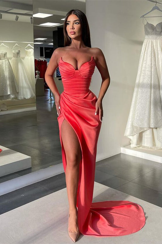 Sweetheart Mermaid Sleeveless Long Prom Dress With Split