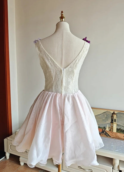 Colorful Homecoming Dress Crew Neck Pleated Floral Short Prom Dress Back to School Outfits Graduation Dress  D5062