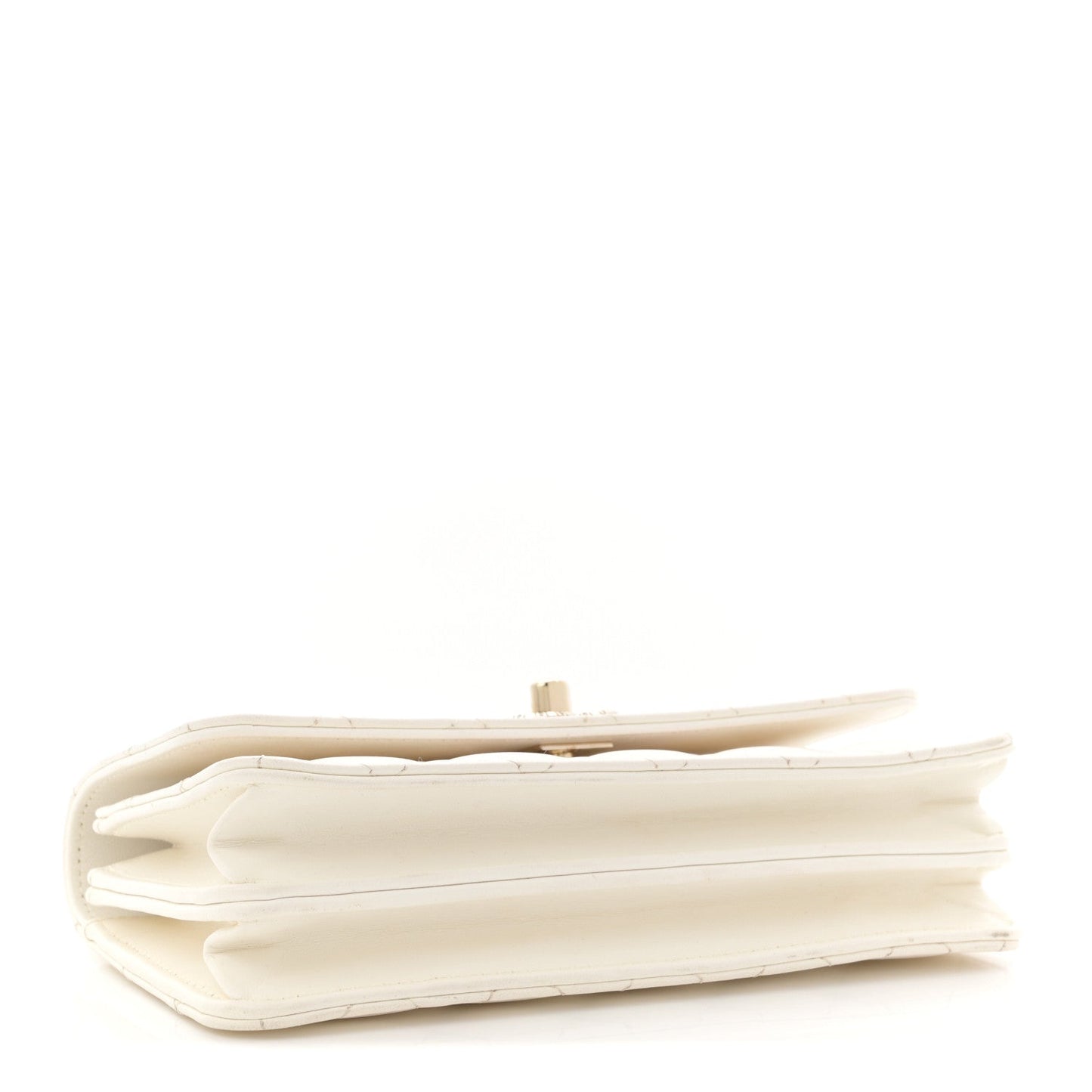 Lambskin Quilted Crystal Top Handle Rectangular Flap White