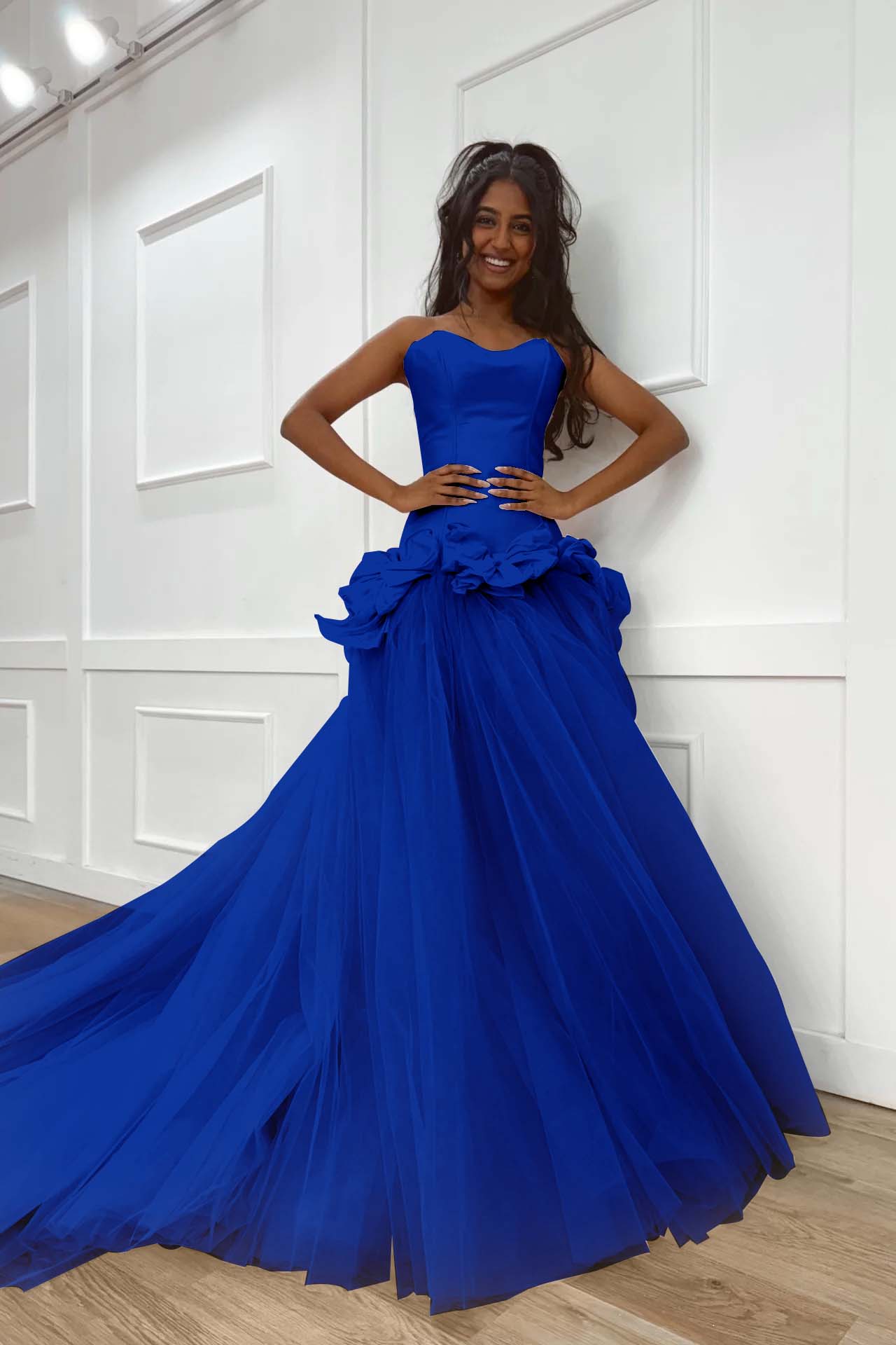 Pink Sweetheart Mermaid Evening Dress in Satin and Tulle with Bows