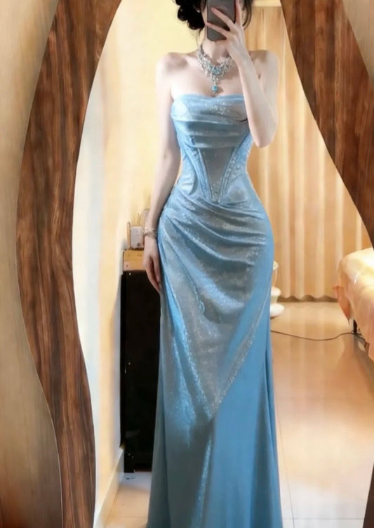 Chic Prom Dress Strapless Sheath Formal Gala  Gown Evening Dress Birthday Party Dress     D5076