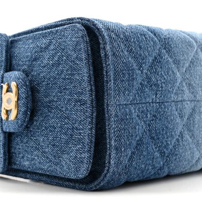 Washed Denim Quilted Mini Chanel 25 Handbag Blue