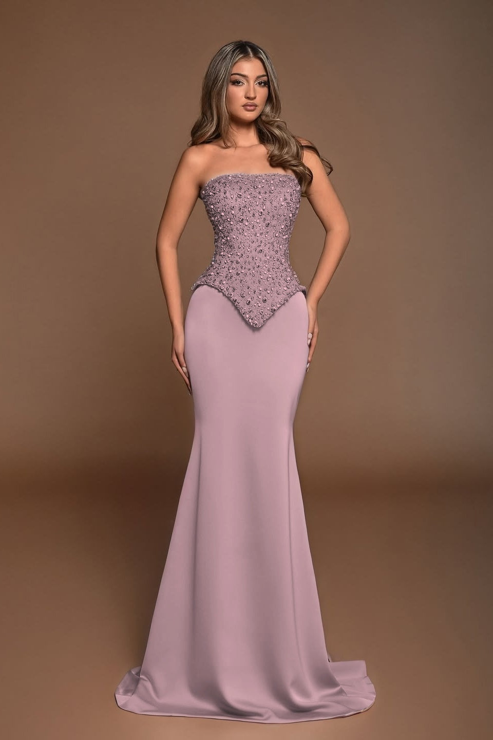 Sleeveless Square Strapless Mermaid Prom Dress With Beads