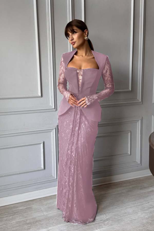 Chic Long Sleeves Strapless Deep V Neck Mermaid Long Prom Dress