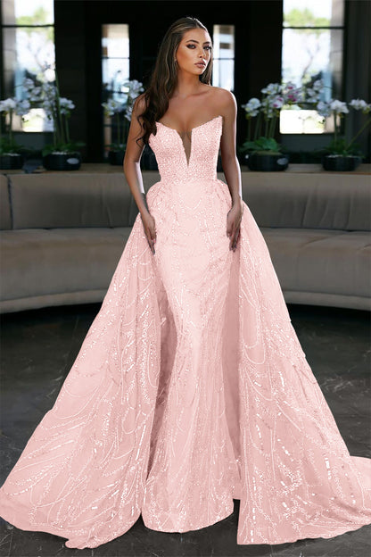 Blue Mermaid Sleeveless Prom Dress Tulle Ruffles With Appliques