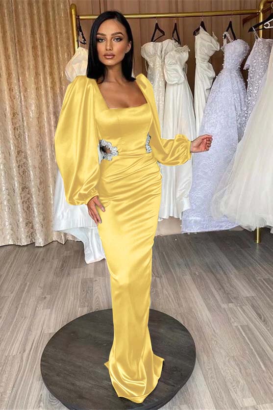 Glamorous Long Puff Sleeves Mermaid Prom Dress With Appliques