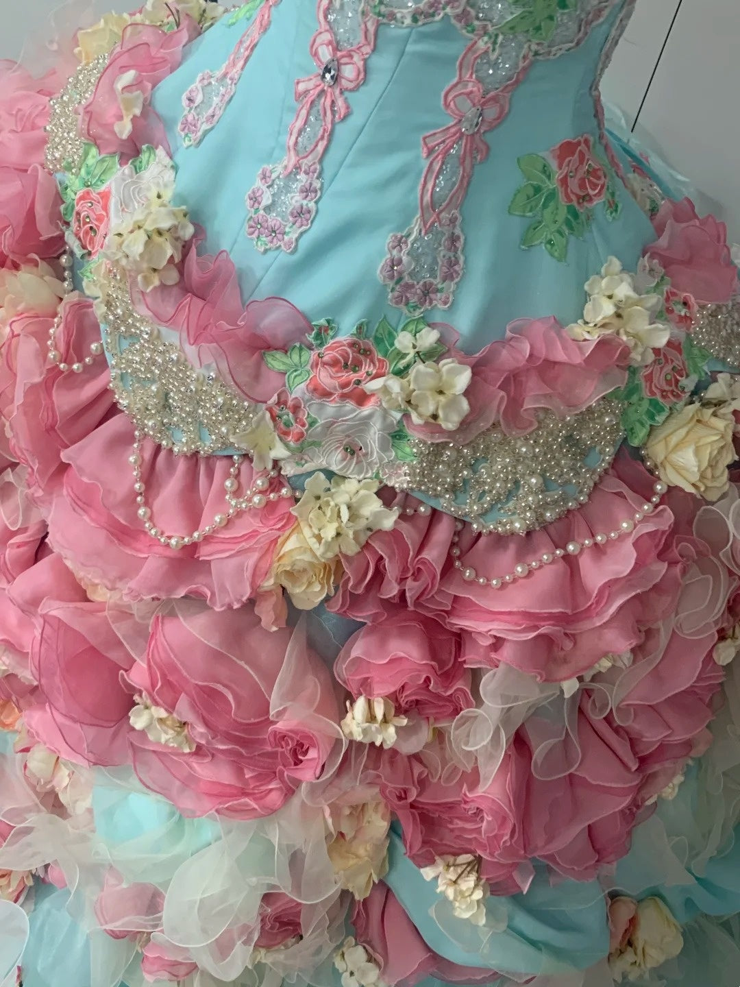 Colorful Ball Gown Strapless Floral Evening Dress Quinceanera Dress 18th Birthday Prom Gown       D5162