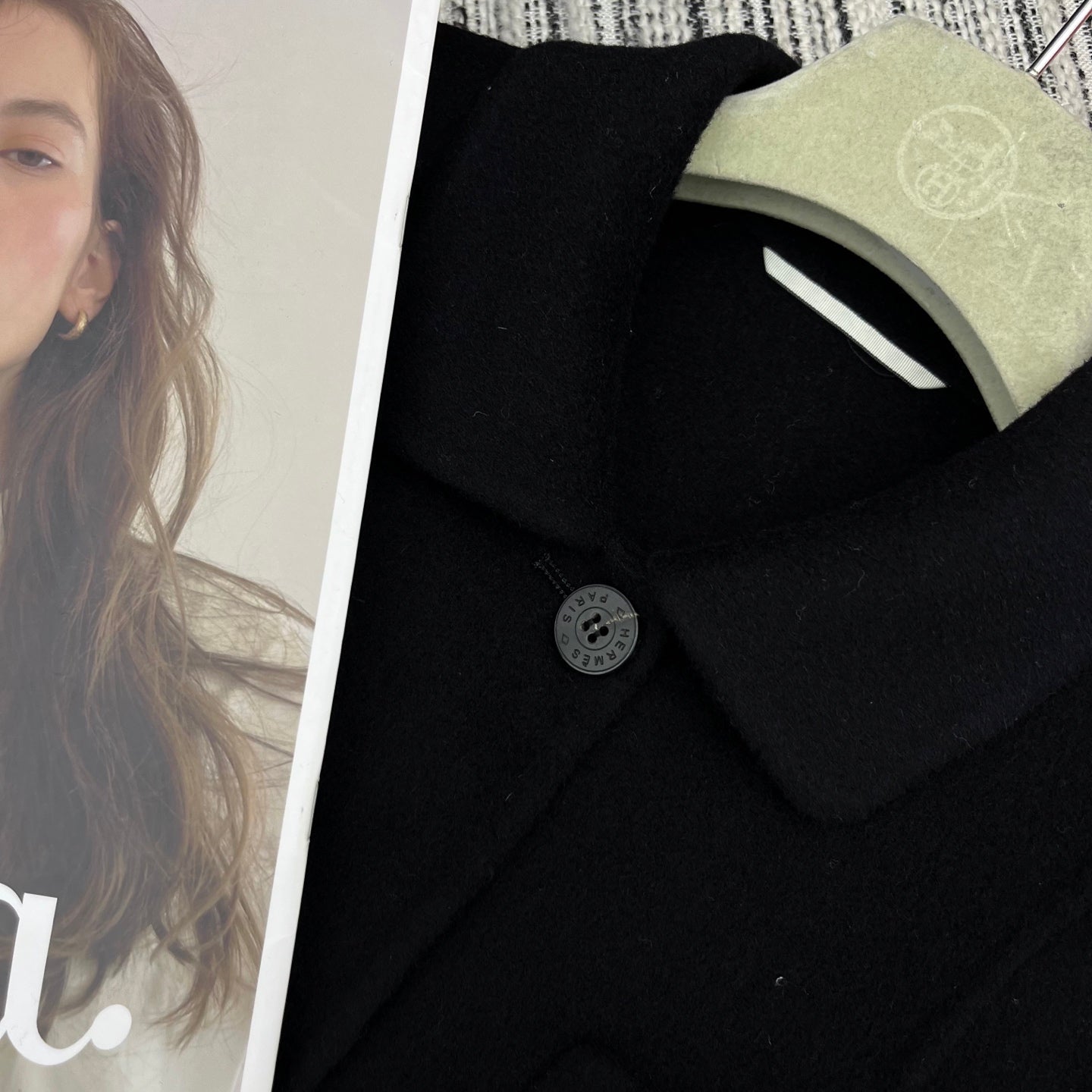 HM mid-length double-faced cashmere lapel black vest