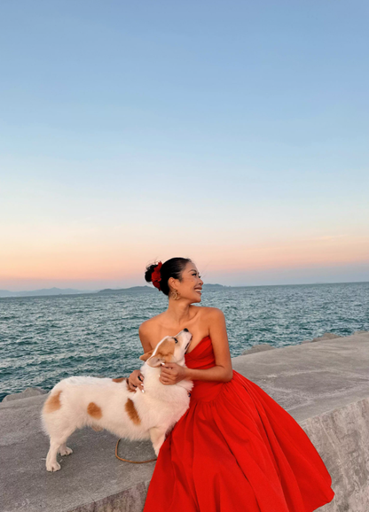 Warm Red A Line Sweetheart Neck Satin Prom Dress 21th Birthday Dress SH4381