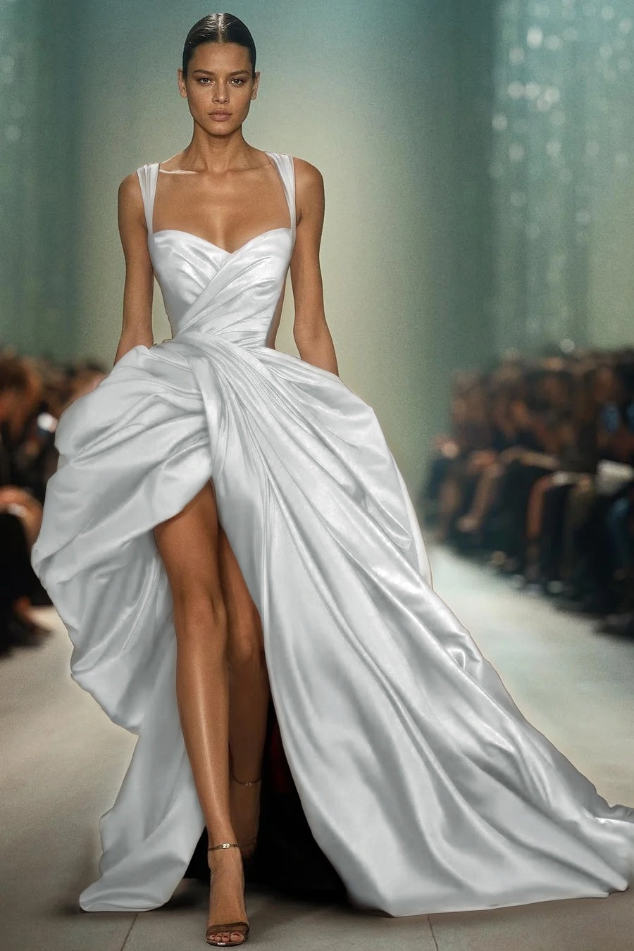 Sleeveless Spaghetti Straps Sweetheart Mermaid Long Prom Dress With Pleated