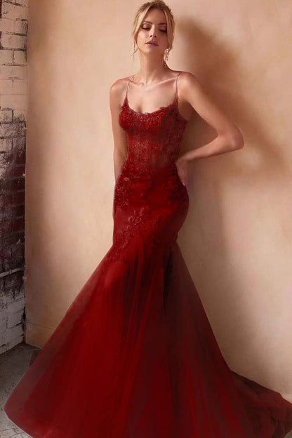Baby Blue Sleeveless Spaghetti Strap Embroidery Mermaid Prom Dress