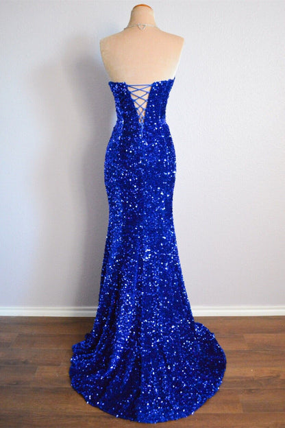 Strapless Empire Mermaid Fully Sequin Prom Party Dress