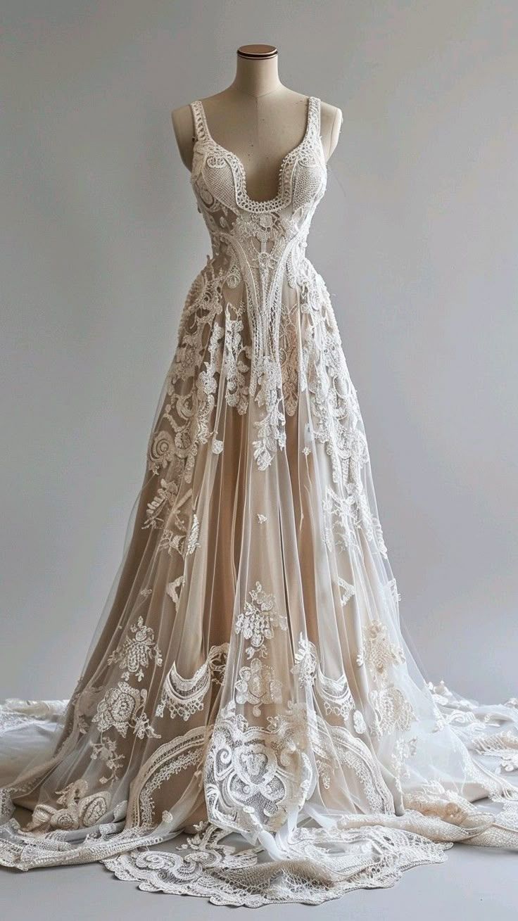 Elegant A Line Straps Lace Tulle Long Sweep Prom Dress Evening Dress SH2437